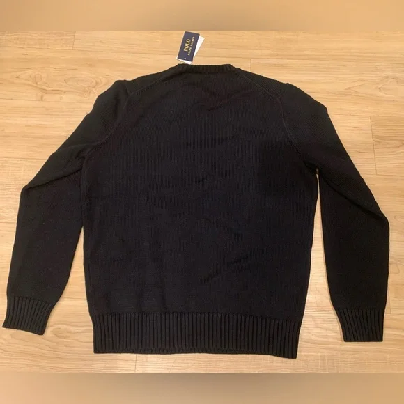 Polo Ralph Lauren Men’s Cotton Knit Crewneck Embroidered Pony Sweater Black M-XL